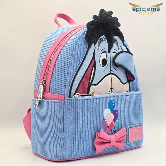 Loungefly Disney Winnie the Pooh Eeyore Peeking Corduroy Blue Backpack & Coin Ba Loungefly Disney Winnie the Pooh Eeyore Peeking Corduroy  main image 4
